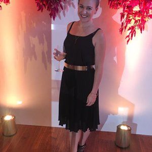 Express Black Pleated Midi Skirt